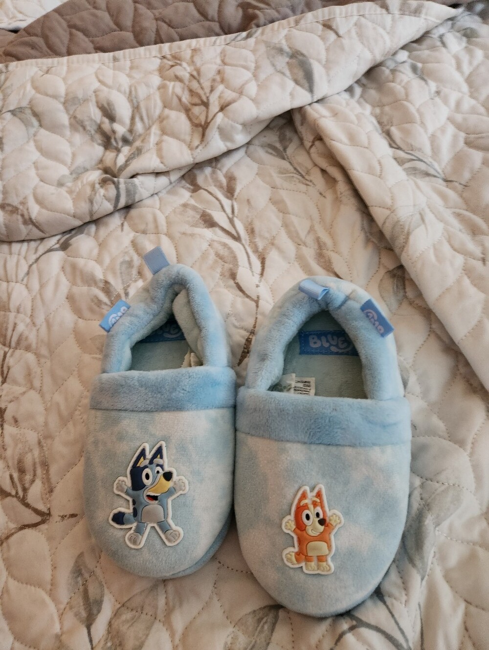 Blue Character Plush Slide-On Kids Slippers